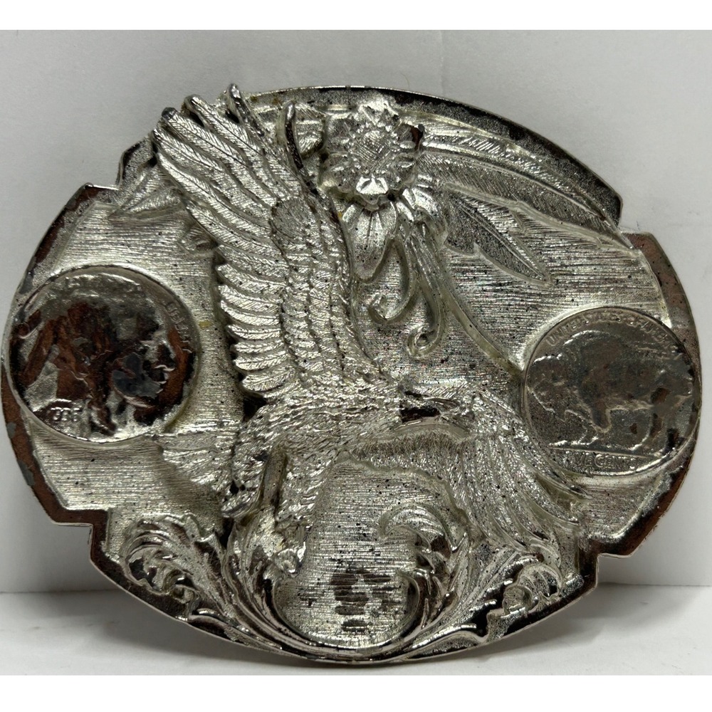 Siskiyou Buckle Co‎ 1995 Eagle Buffalo Nickel Belt Buckle Pewter USA